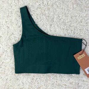 Girlfriend Collective Minimalist One Shoulder‎ Tank Top Activewear Green S New